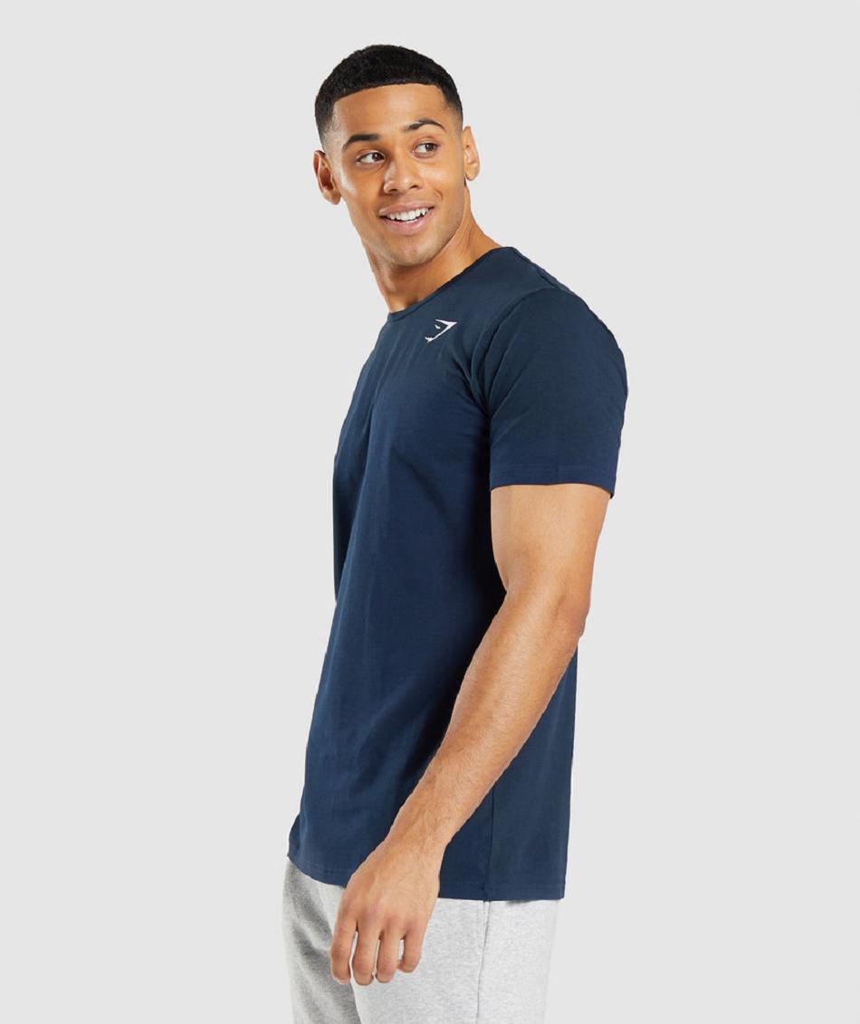 Gymshark Essential Muške T Shirts Tamnoplave | HR 2429MQZ